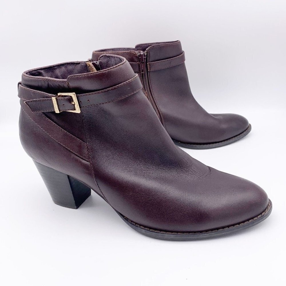 Vionic Upton Leather High Heel Zip Ankle Booties Women’s Size 9 Java Brown